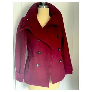 Double Breasted Maroon Wool Coat